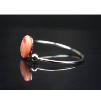 Bracelet rigide acier inoxydable avec perles "ROUGE BLANC ORANGE"