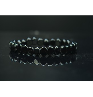 Bracelet élastique en perles de verre filé "noir" perles plates