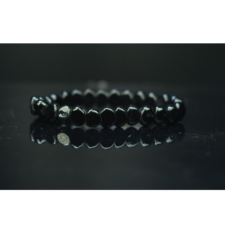 Bracelet élastique en perles de verre filé "noir" perles plates