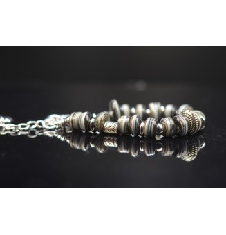 Bracelet en perles de verre "pierre " (pour poignet 16.5 à 18 cm )