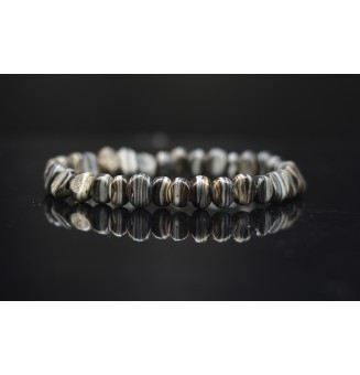 Bracelet élastique en perles de verre filé "pierre" perles plates POIGNET 17.5 - 18.5 cm