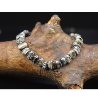 Bracelet élastique en perles de verre filé "pierre" perles plates POIGNET 17.5 - 18.5 cm